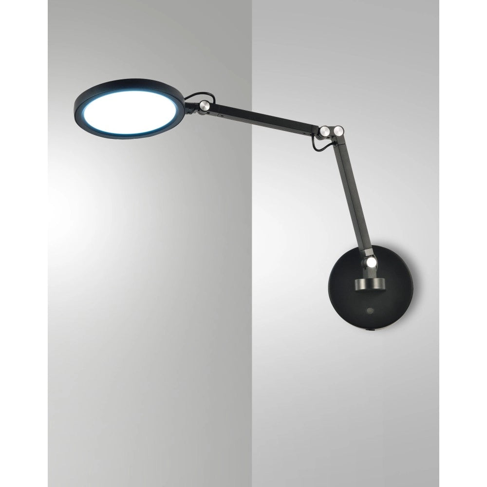 Regina - Lampada da muro orientabile rotonda Fabas Luce - Applique LED 9W dimmerabile CCT (3000K 4000K 5000K 6000K) - Nera