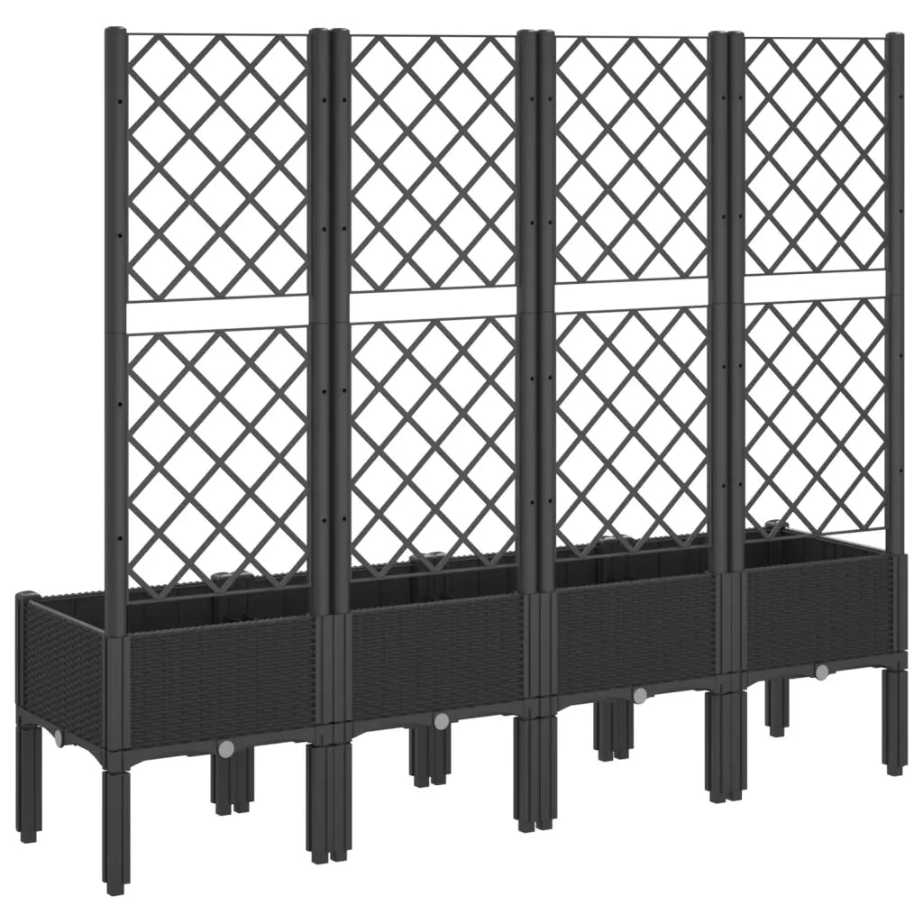 Fioriera | Cassetta per fiori | Vaso da Giardino con Traliccio Nera 160x40x142 cm in PP