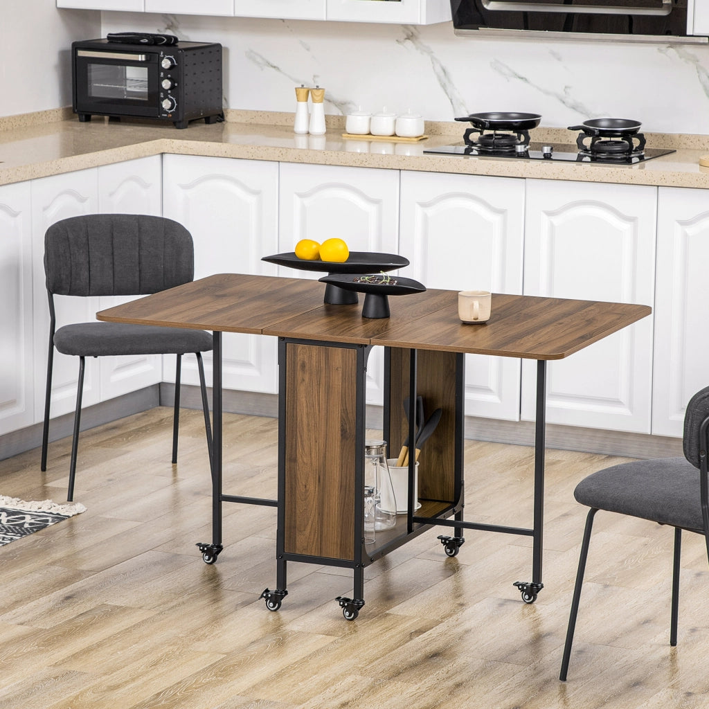 Tavolo Pieghevole con Ruote e Gambe Regolabili per Cucina e Salone ¨C zephmum ¨C 130x80x74 cm Marrone