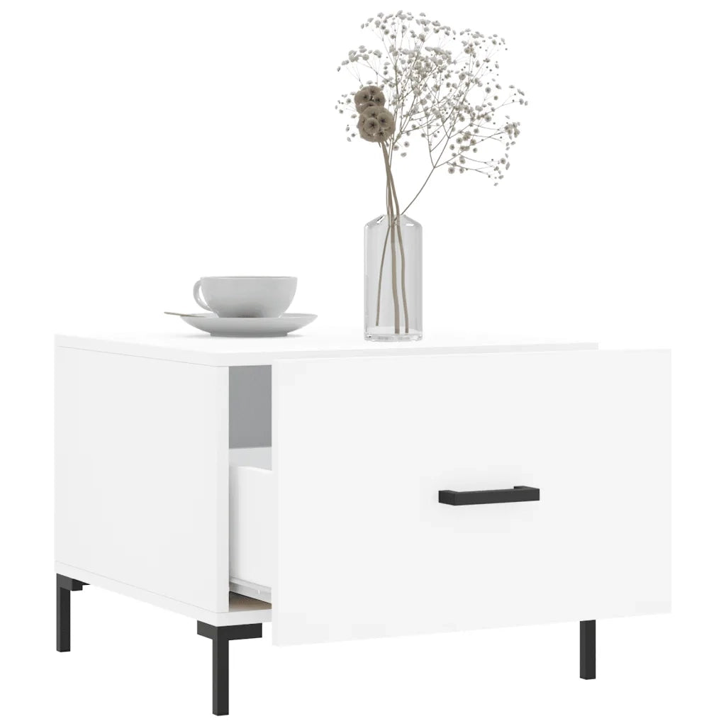 Tavolini da Salotto 2 pz Bianchi 50x50x40 cm Legno Multistrato 829397