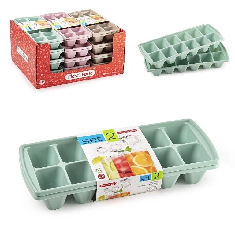 Set 2 Pezzi Formetta Ghiaccio in Plastica 3 Colori Disponibili