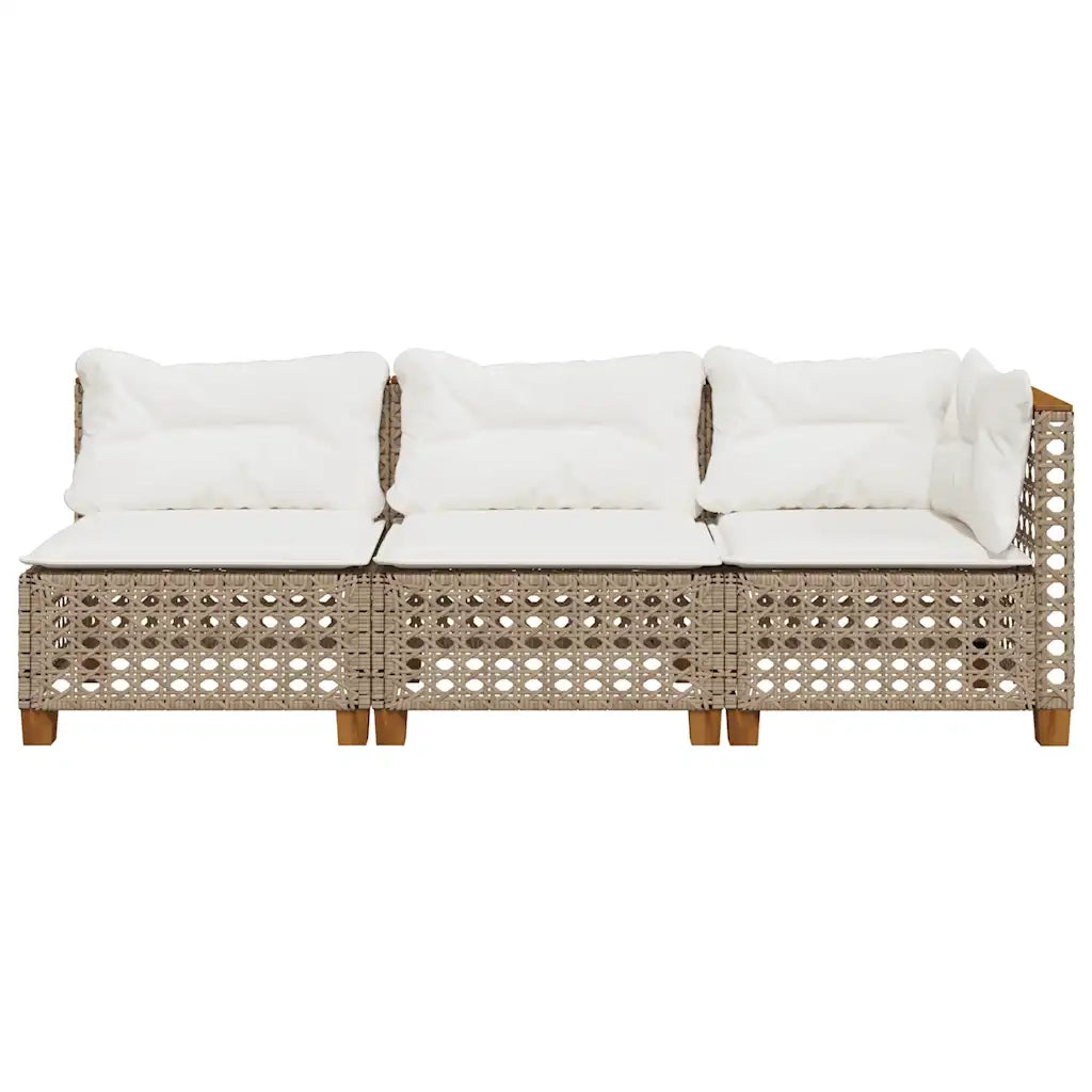 Divano da Giardino con Cuscini a 3 Posti Beige in Polyrattan 365943