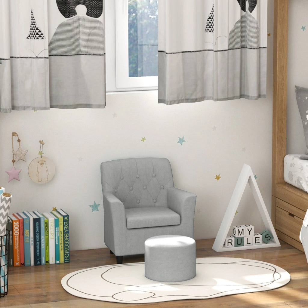 Poltrona Bambini con Pouf ¨C Minimal ¨C Grigio, Legno