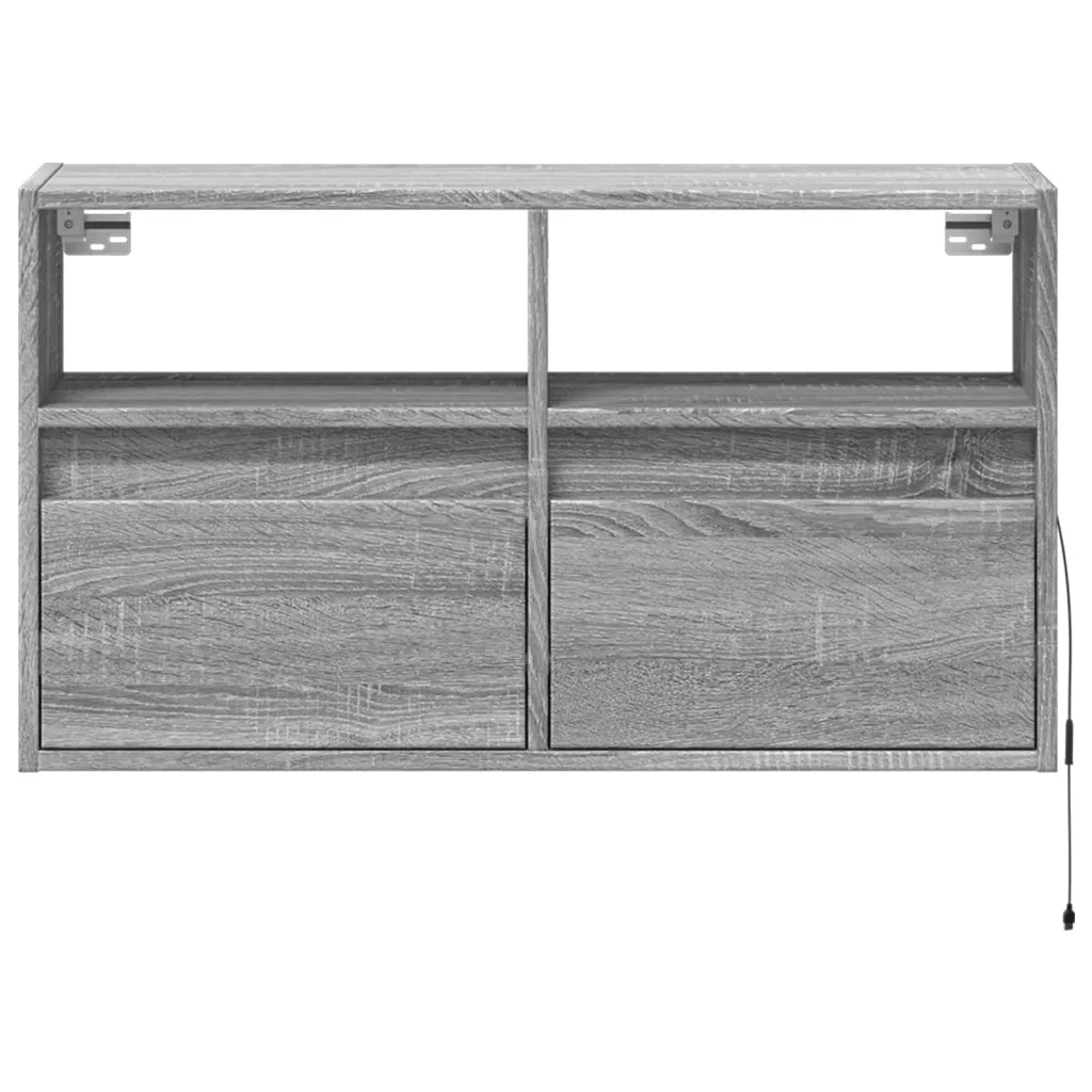 Mobile TV a Parete | Armadietto TV | Mobile Porta TV con Luci LED Grigio Sonoma 80x31x45 cm