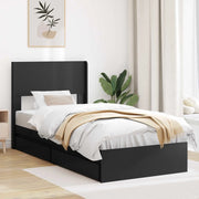 Struttura del letto con stoccaggio e testata Nero 90 x 190 cm 3414420