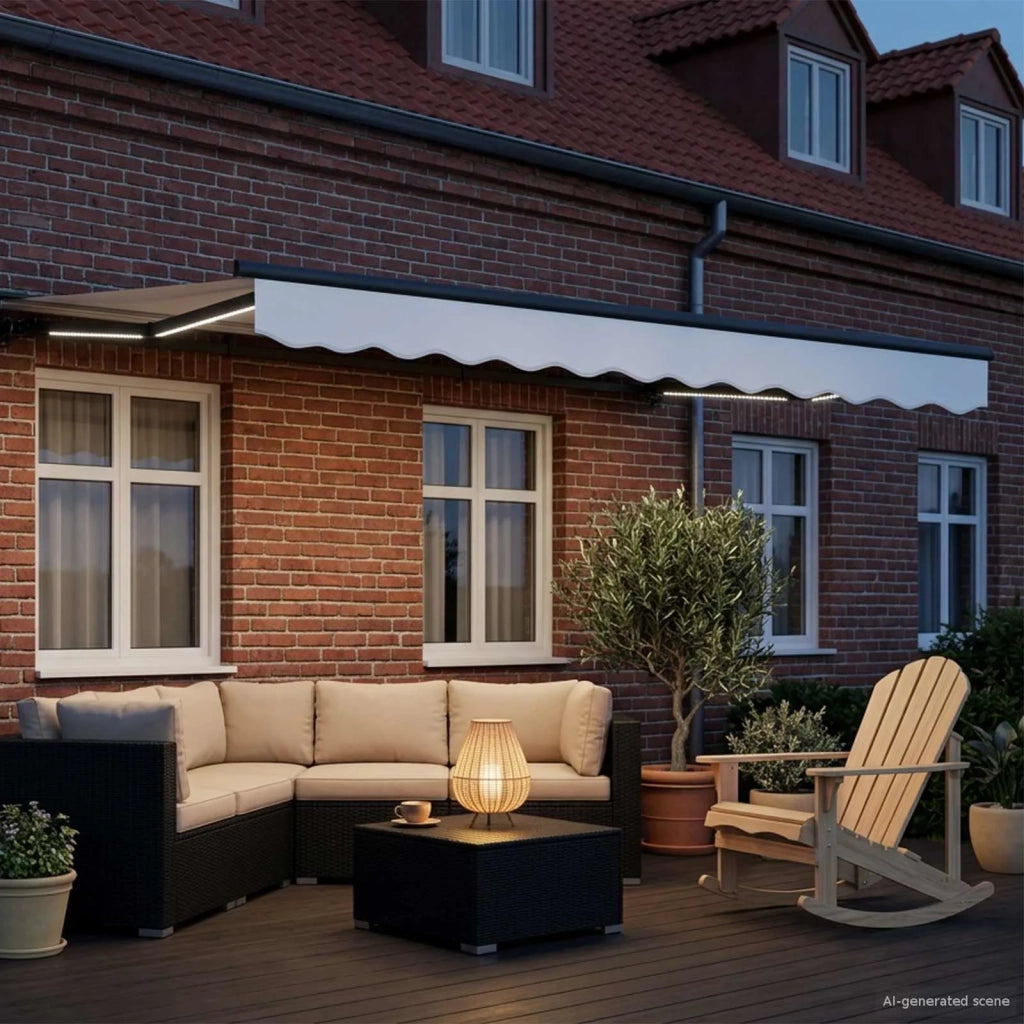 Cornice per Tenda Manuale con LED Bianco e Antracite 3,5 x 2 m 3420776