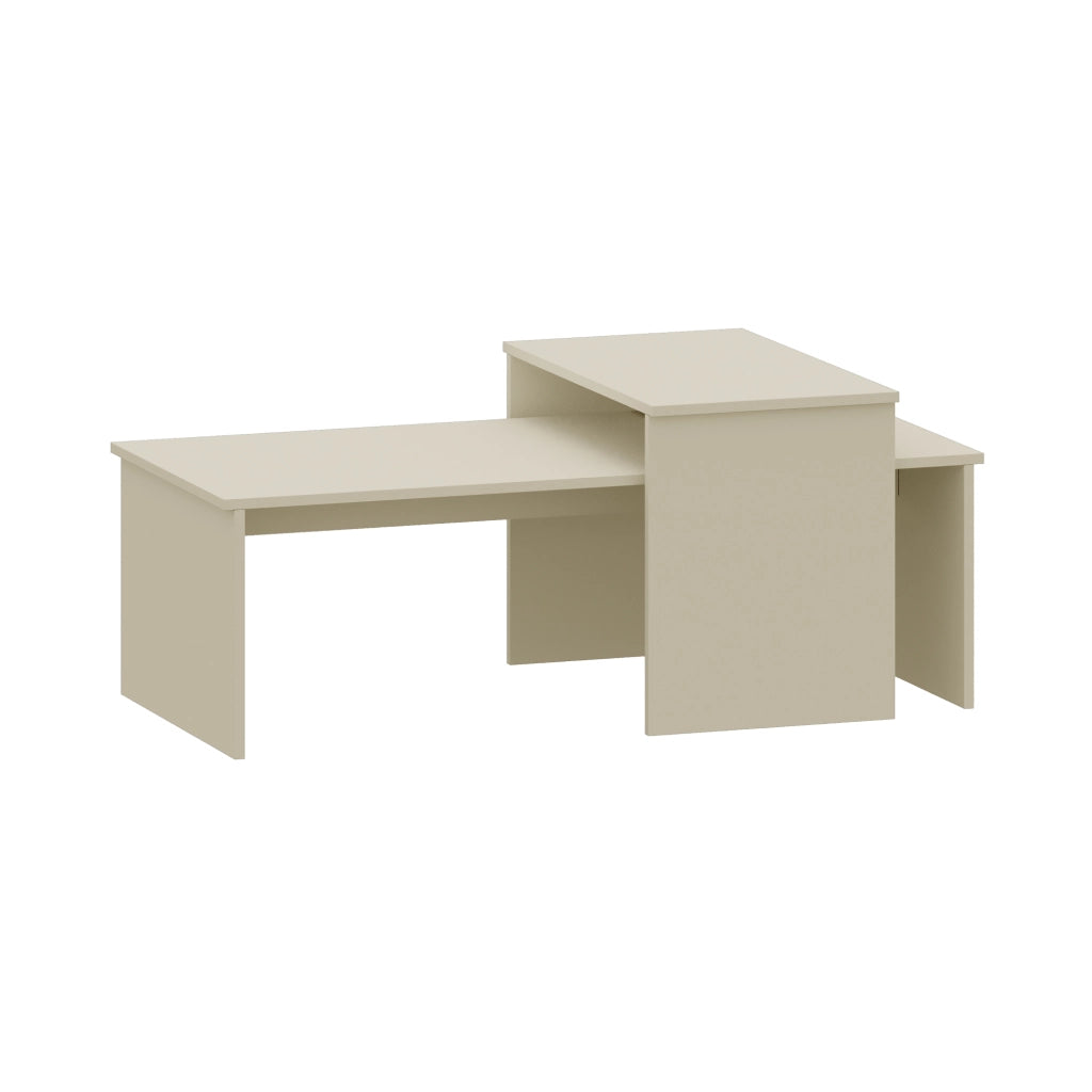 Set Sotapim di 2 Tavolini Rettangolari Componibili di Diverse Misure - Color Sabbia [en.casa]