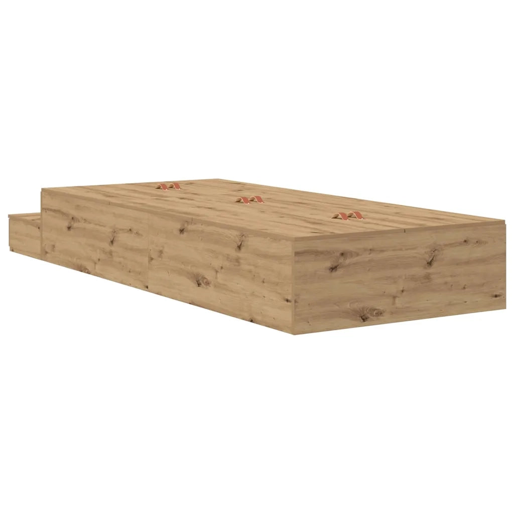 Struttura letto con contenitore-Giroletto con contenitore Rovere artigianale 100 cm