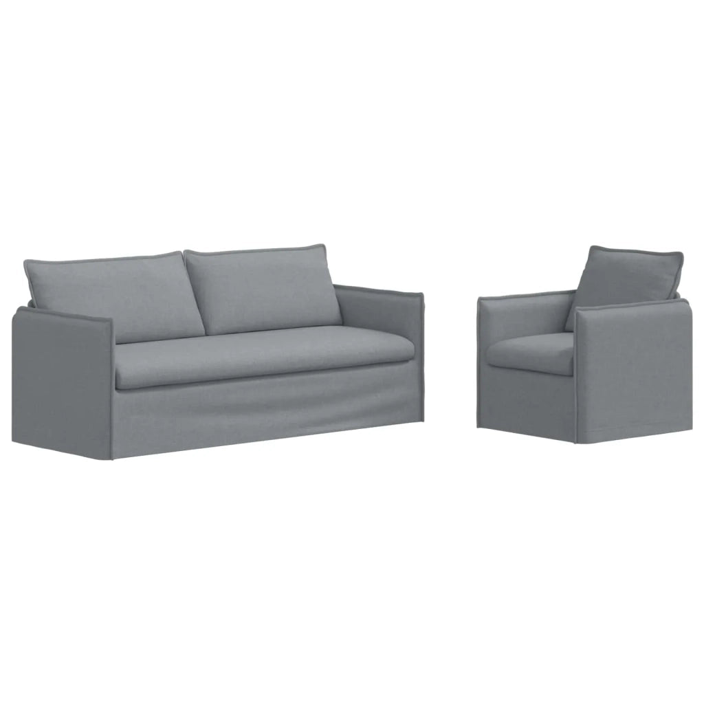 Divano 2 pcs Grigio chiaro 196 x 82 x 85 cm Tessuto