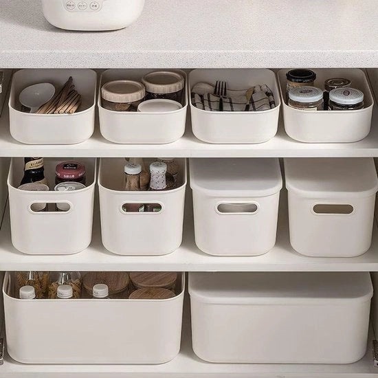 Set di 6 Cassetti di Plastica con Copritappi per Bagno, Cucina e Ufficio
