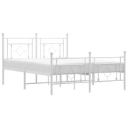 Letto matrimoniale | Letto per adulti | Giroletto con Testiera e Pediera Metallo Bianco 140x200 cm