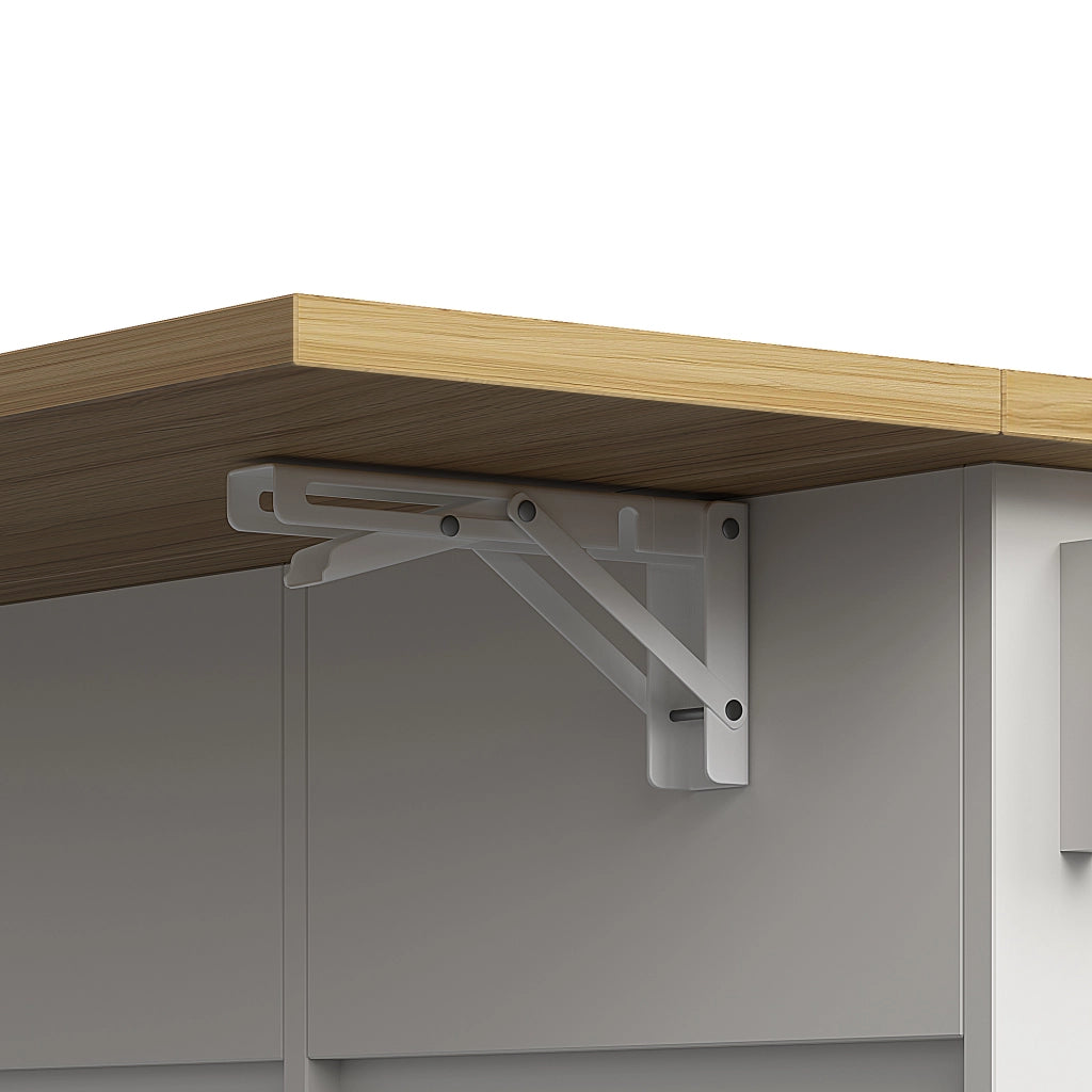 Carrello da Cucina con Piano Lavoro ¨C MINIMAL ¨C Bianco, Legno, Ripiani Regolabili