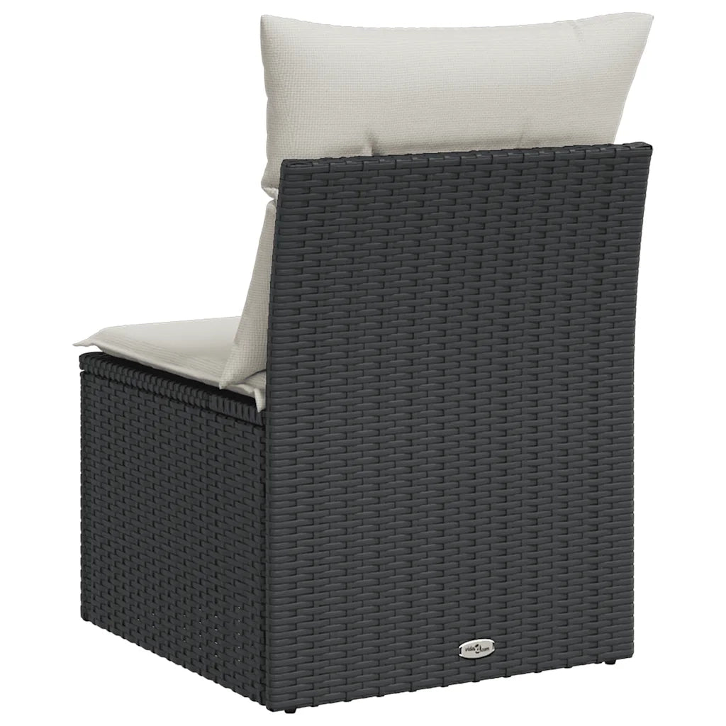 Sedia da Giardino Senza Braccioli con Cuscini Nera Polyrattan 366011