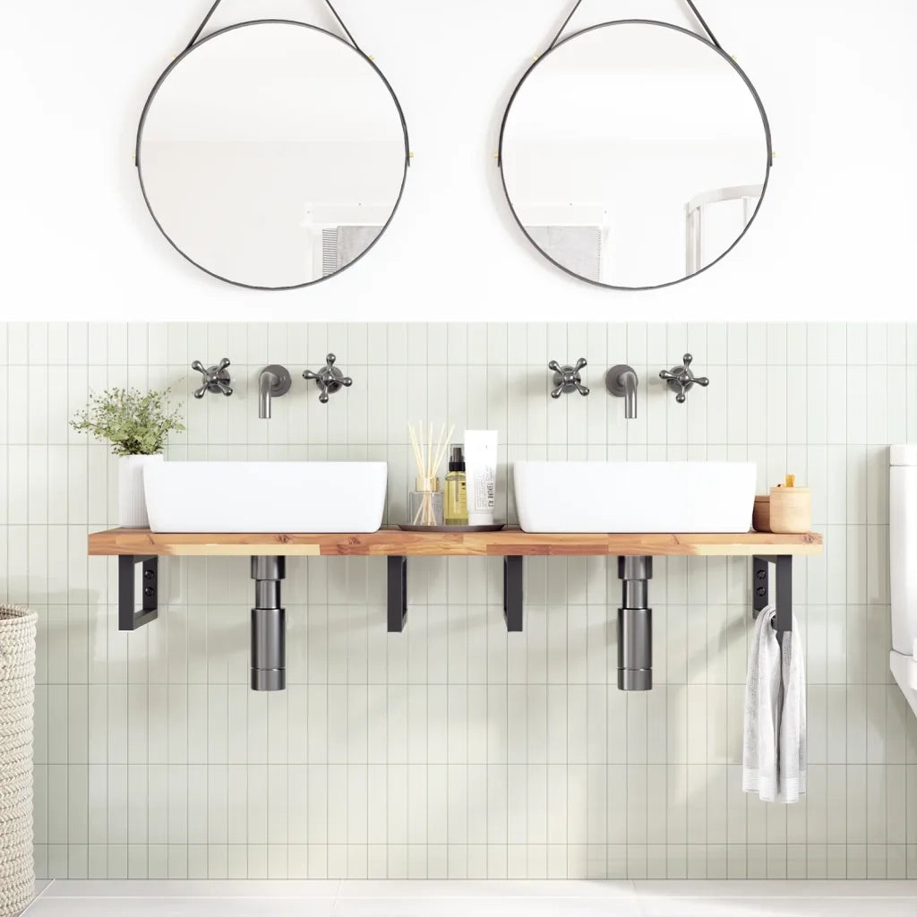 Piano da Bagno Non Trattato 140x40x4cm Legno Massello di Acacia CFW2859038