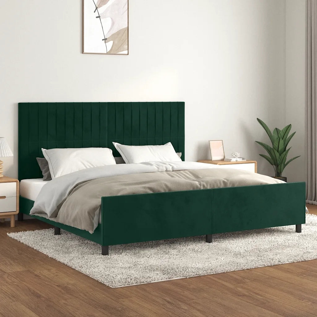 Letto matrimoniale | Letto per adulti | Giroletto senza Materasso Verde Scuro 200x200 cm in Velluto