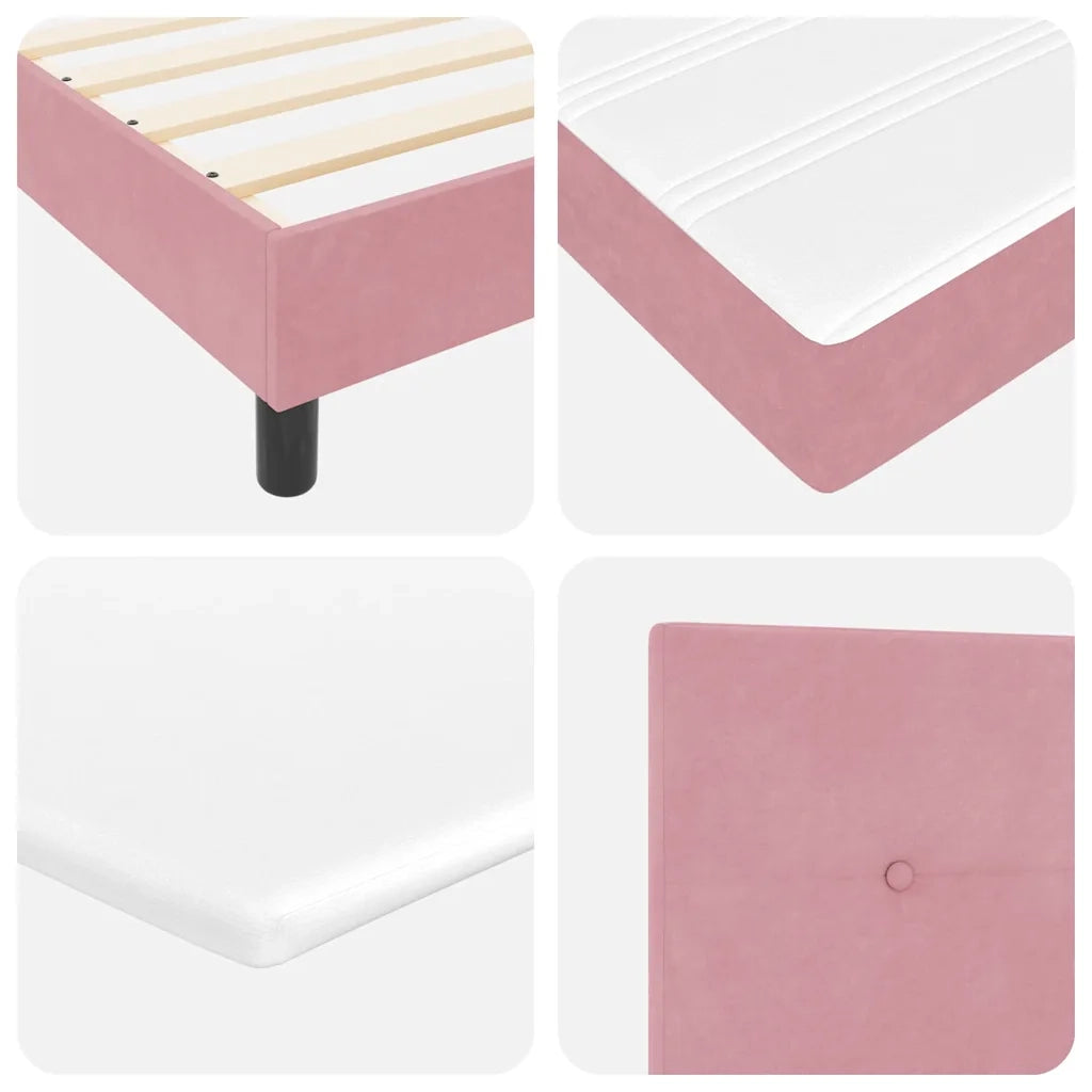 Letto a molle con testiera Rosa 140 x 200 cm Velluto 3340393