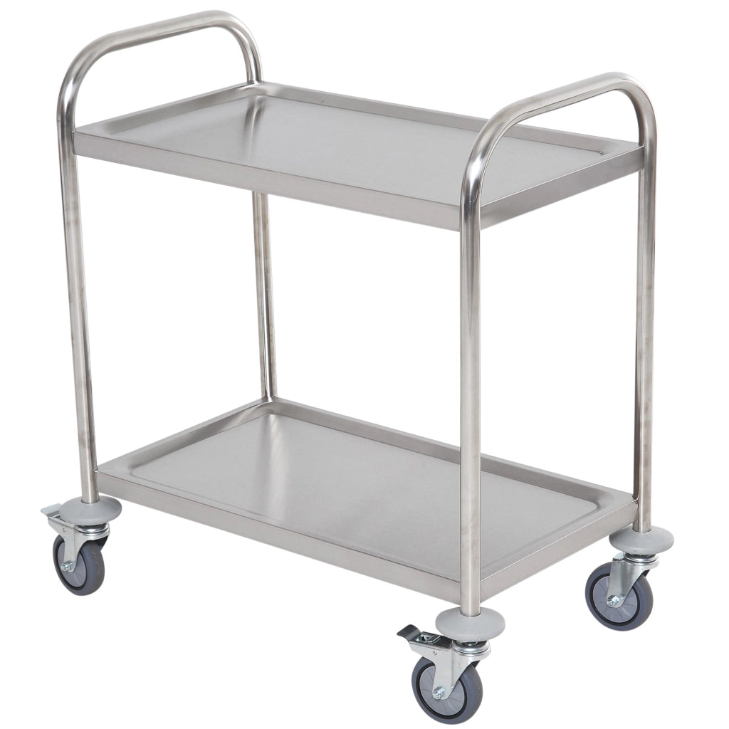 Carrello Cucina 2 Ripiani, Carrello con Ruote Portatutto, Carrello Portavivande in Acciaio Inox, 80x45x82cm, Argento