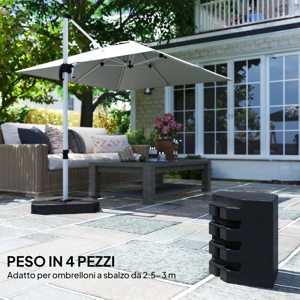 Set 4 Mattonelle Base per Ombrellone a Braccio ¨C Minimal ¨C Nero