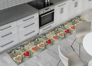 Tappeto Passatoia Cucina Antiscivolo Stampa Digitale Dis Cuori Appeso Rosso - 50x320 - Rosso