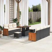 Set Divano da Giardino 13 pcs Nero e Crema polyrattan