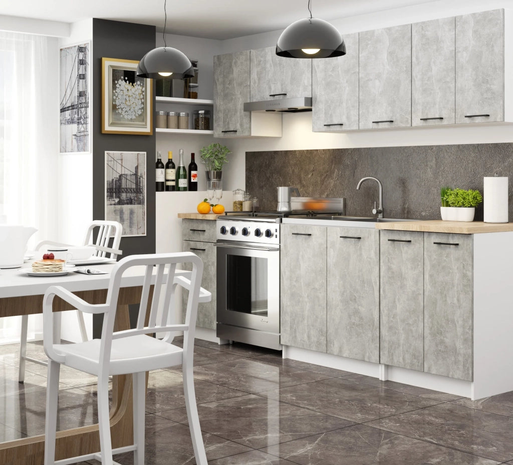 Mobile da cucina pensile sistema AKORD OLIWIA Bianco 50 cm 1 anta inserto frontale Cemento 50x30x58 cm