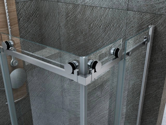 Box doccia tre lati scorrevole 8mm trasparente h.195 FLUIDA TRIO 70x90x70 cm,Flacone anticalcare incluso