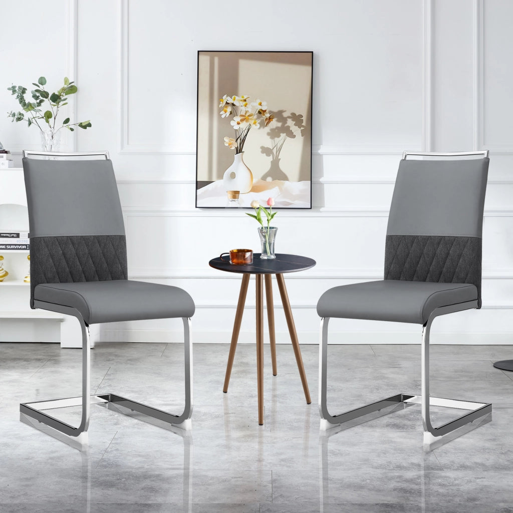 Sedia da Pranzo Set da 6 con Schienale Ergonomico Imbottito e Piedini Protettivi, in Metallo, Grigio