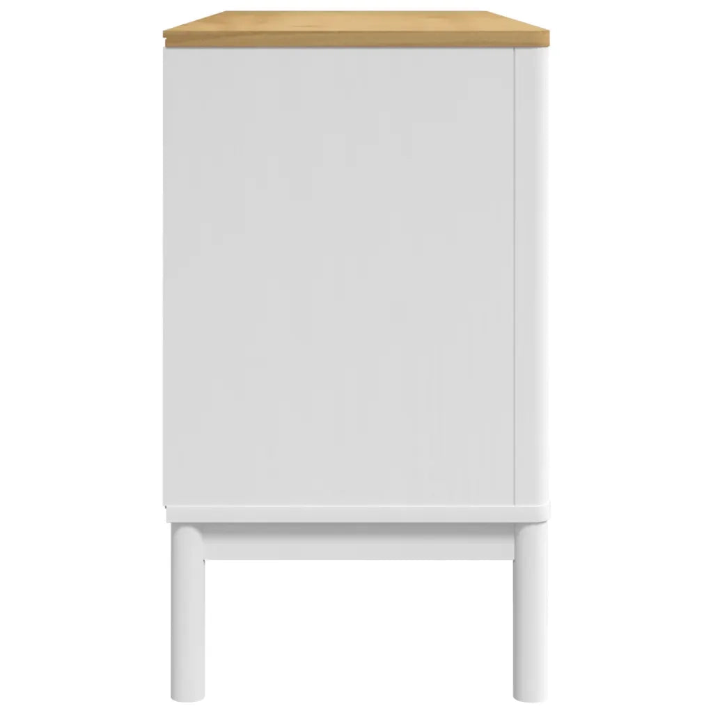 Credenza FLORO Bianca 114x43x74 cm in Legno Massello di Pino 374024