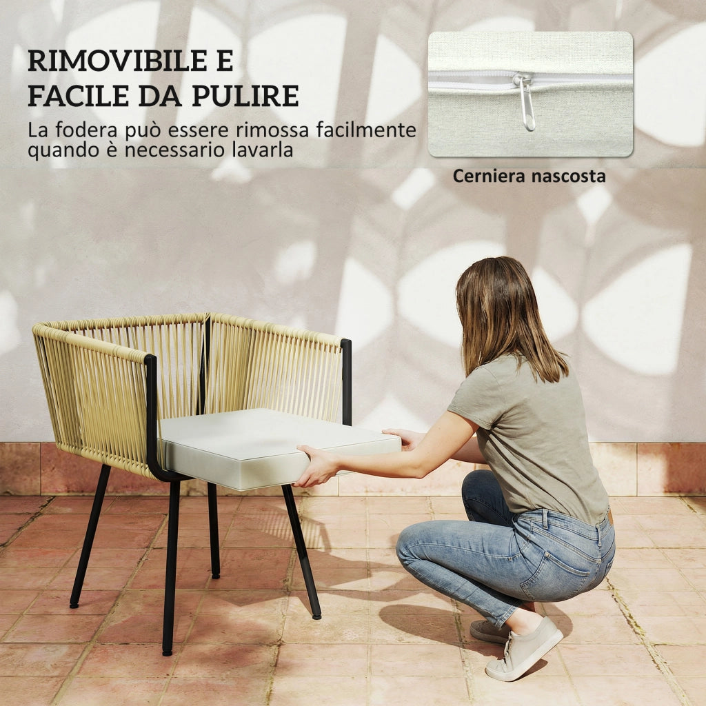 Set da Giardino 5 Pezzi con Tavolo in Legno-Plastica
