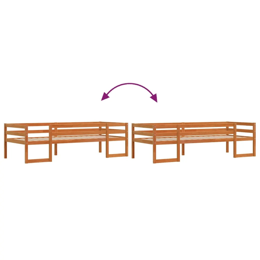 Giroletto per Bambini Marrone Cera 90x190cm Legno Massello Pino 846869