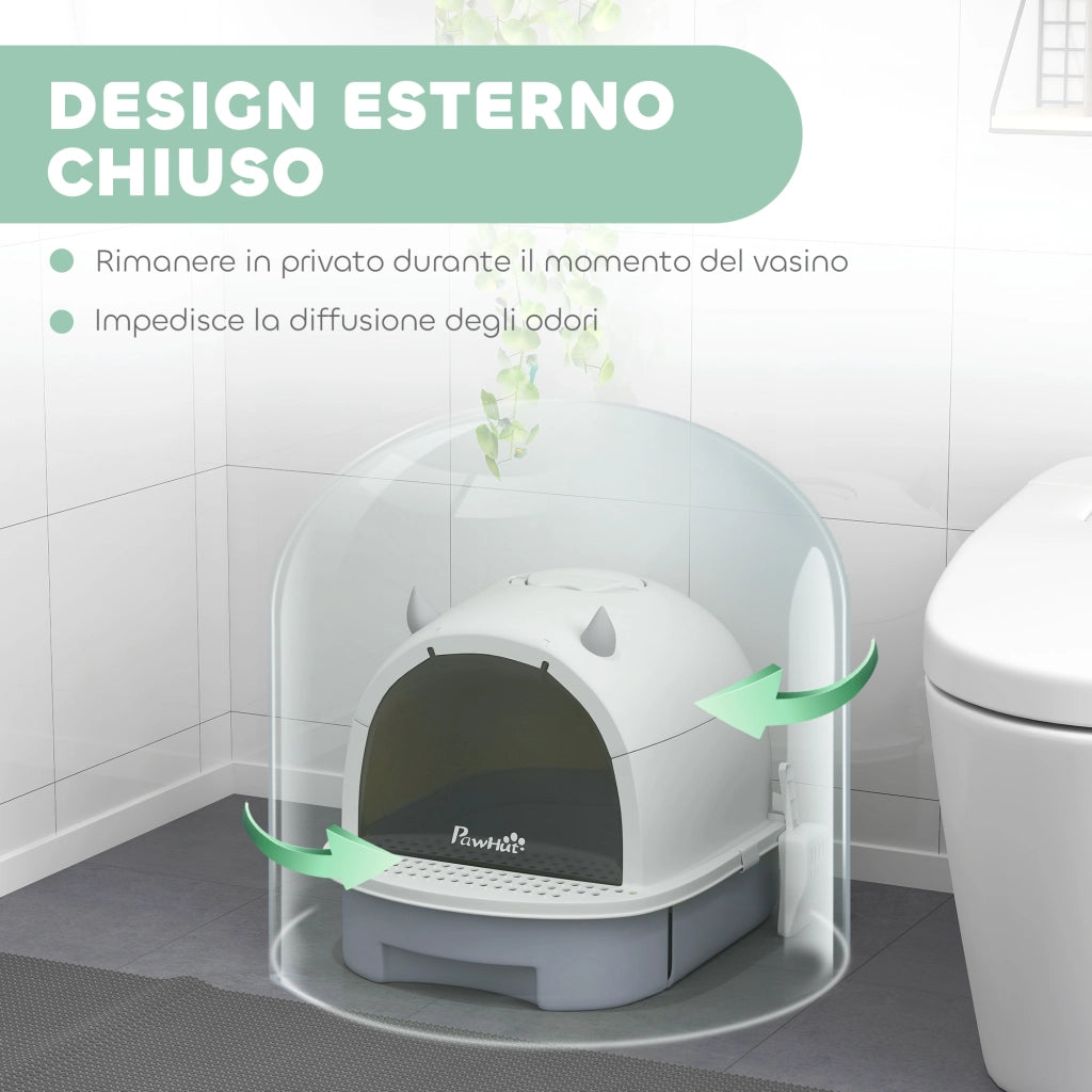 Lettiera per Gatti Chiusa con Filtro ¨C Minimal ¨C Grigio