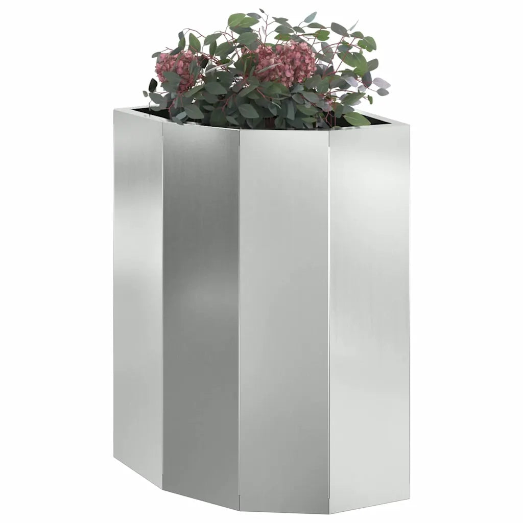 Fioriere | Cassetta per fiori | Vaso d'angolo Argento 30 x 30 x 50 cm Acciaio zincato
