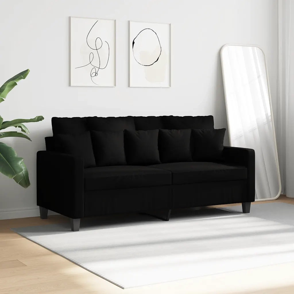 Divano a 2 Posti-Sofa 2 Posti Nero 120 cm in Tessuto 650863