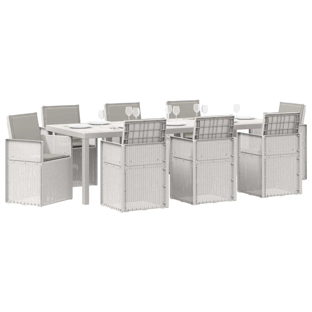 Set da Pranzo per Giardino 9 pcs Bianco e Grigio Chiaro PP 3430098