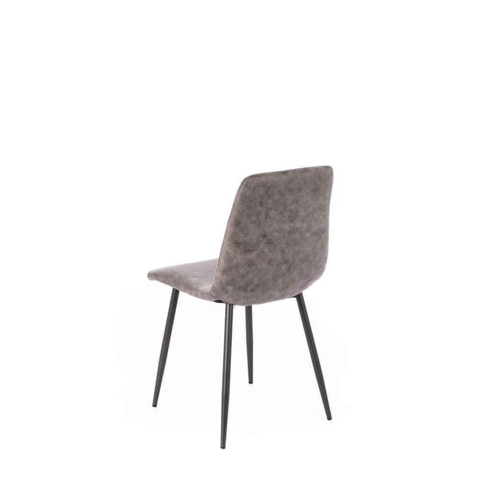 Sedia Lea con Struttura in Metallo e Seduta in Similpelle Grigio Vintage - Design Moderno Ergonomico 48.5 x 49 x 88 cm per Interni