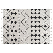 Tappeto cotone bianco sporco e nero 160 x 230 cm motivo geometrico nappe moderno orientale nappe