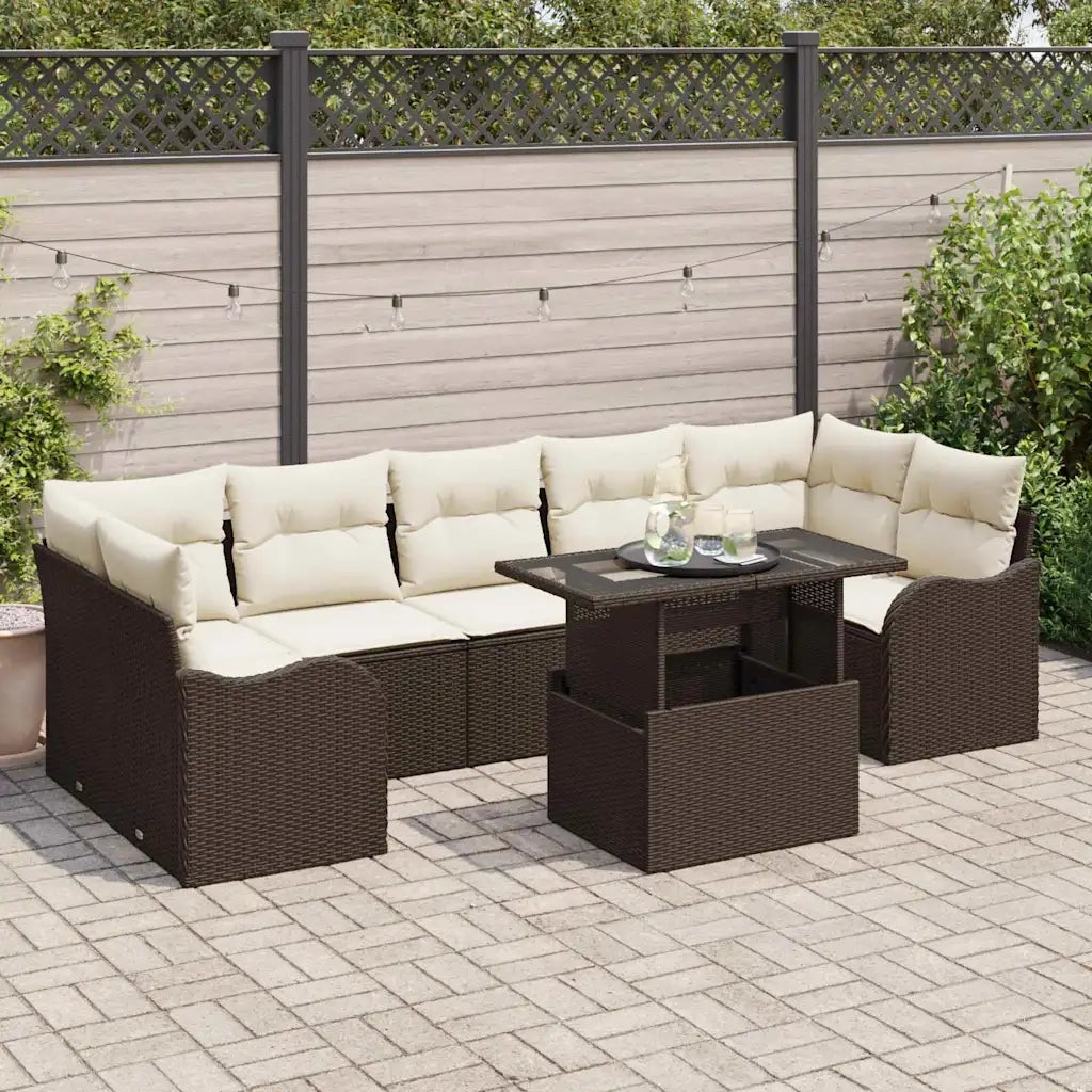 Set Divano da Giardino 8 pcs Marrone Rattan in Polipropilene 3357151