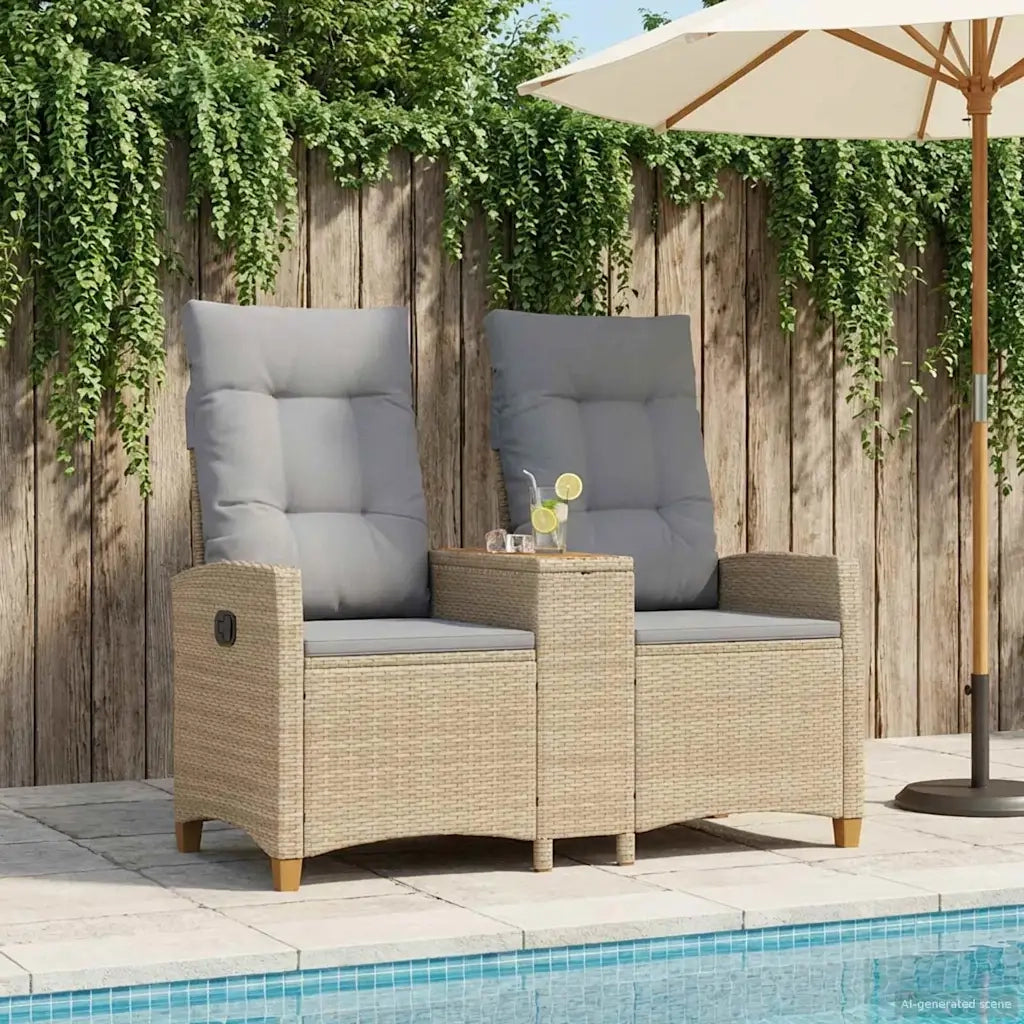 Panchina reclinabile con tavolo Beige e Grigio Chiaro