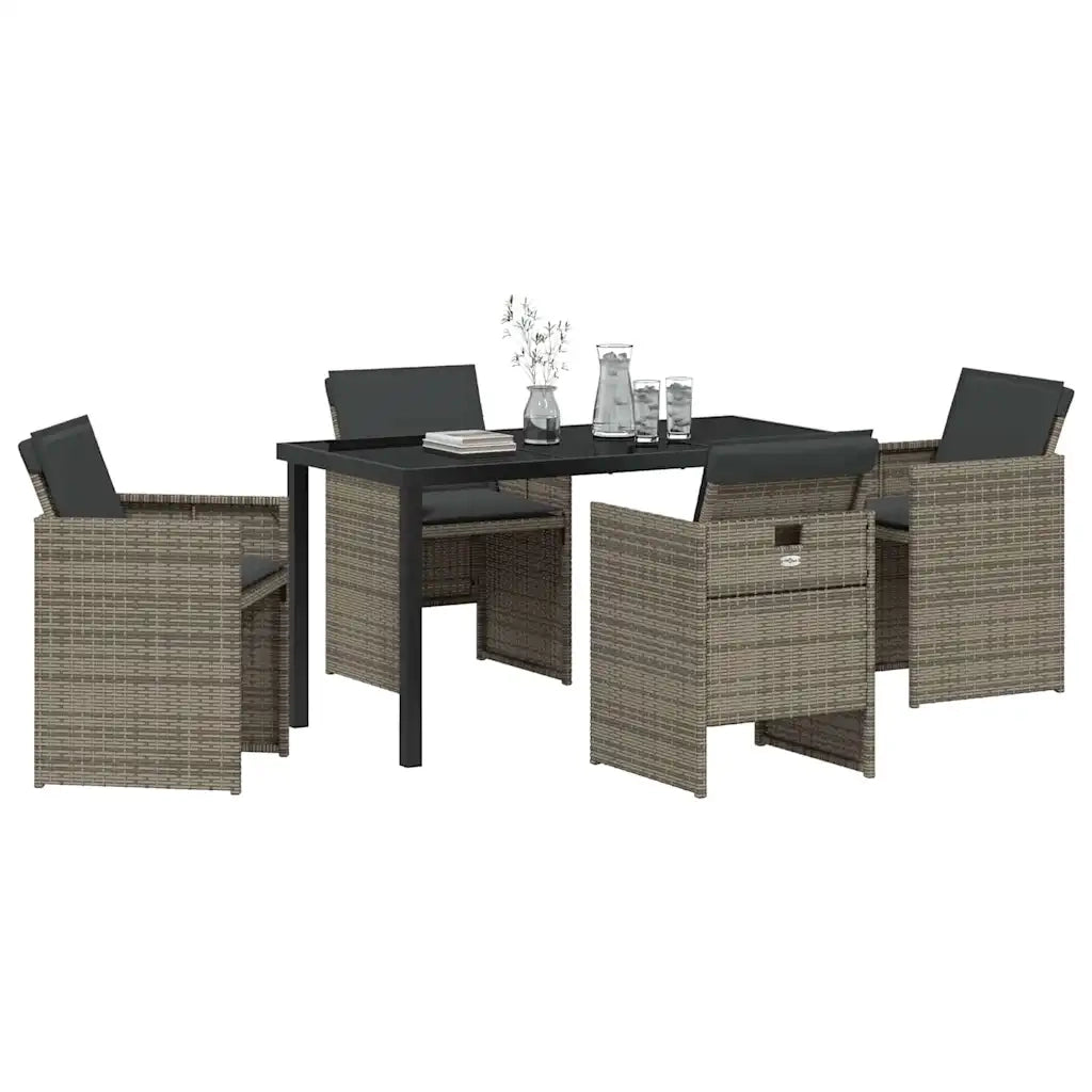 Set da Pranzo per Giardino con cuscino 5 pcs Grigio polyrattan 3379949