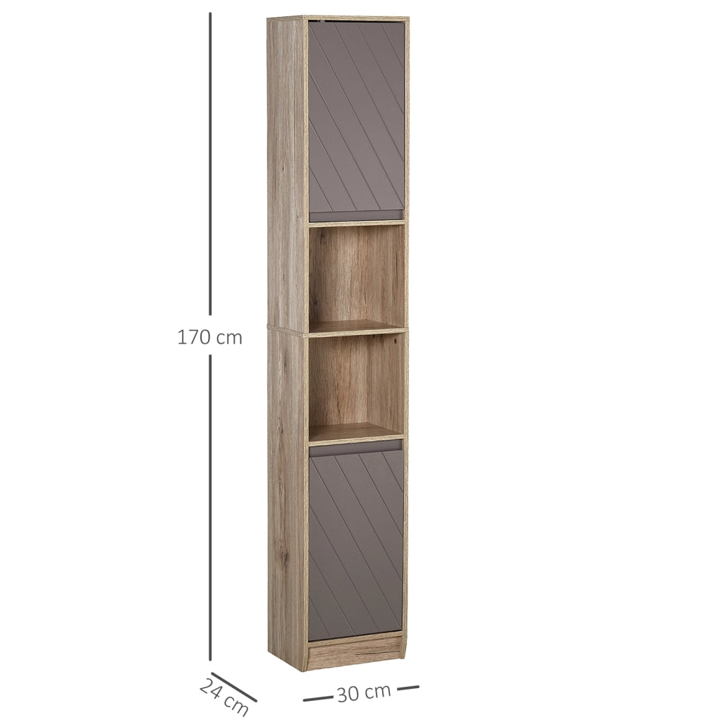 Armadietto Colonna per Bagno ¨C Zephmum ¨C Legno Rovere Grigio 30x24x170