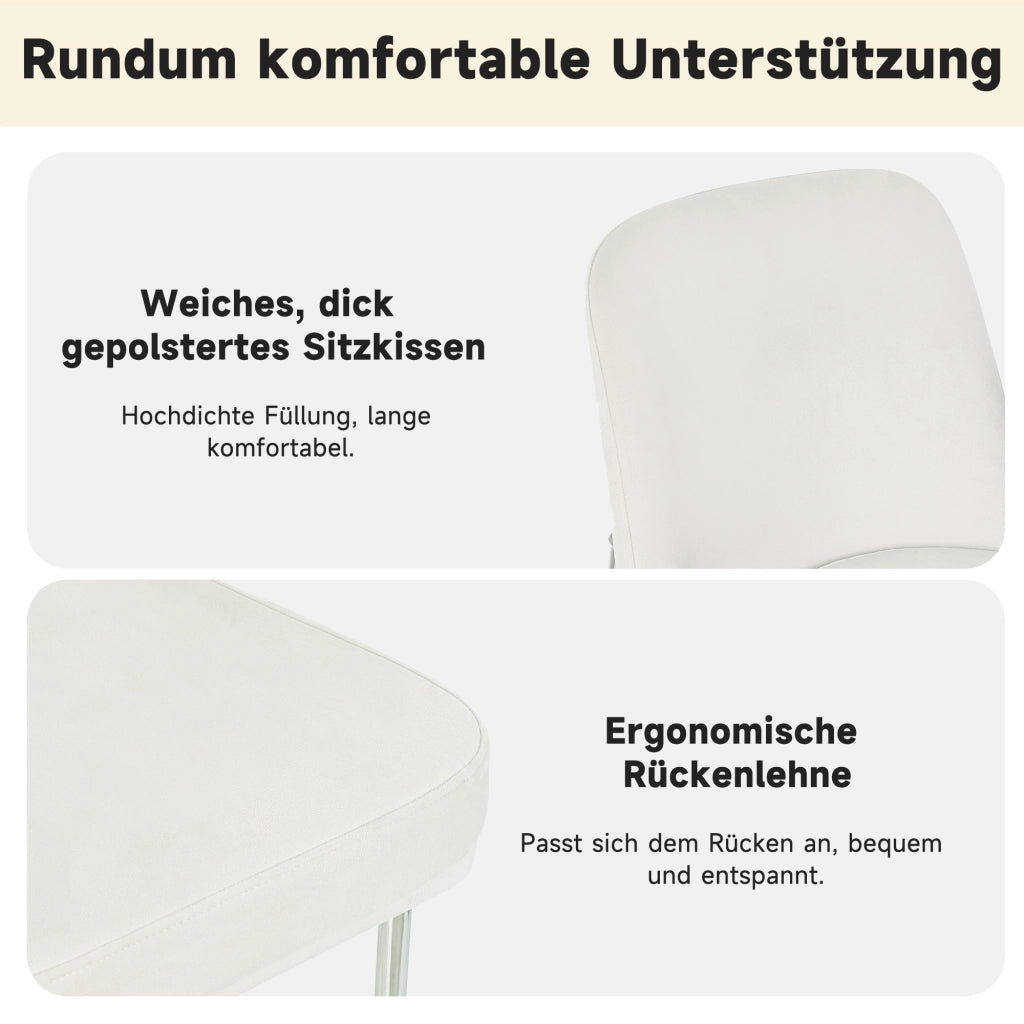 Sedie da sala da pranzo 4 pezzi con cuscino imbottito e gambe in metallo, design moderno minimalista, in velluto beige