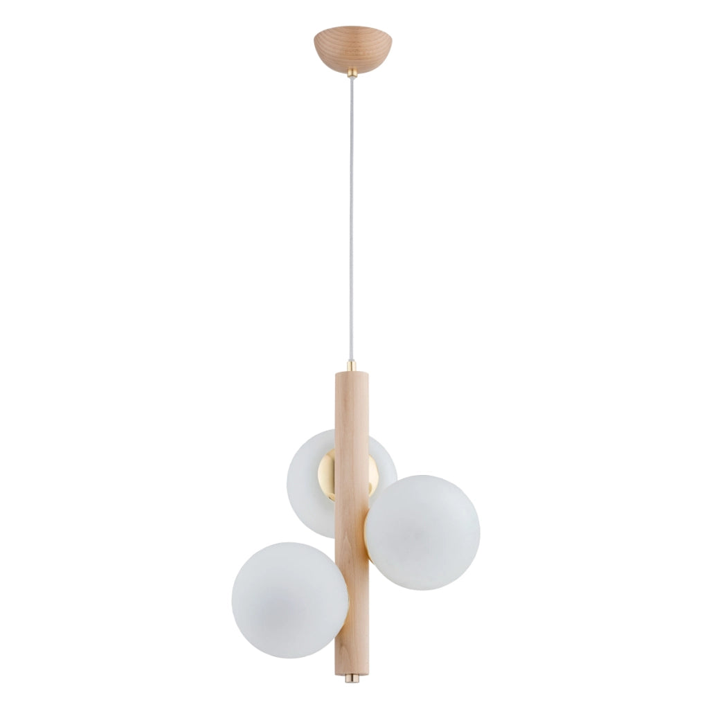 Lampada a sospensione Kanet legno vetro 3xE14 Alfa