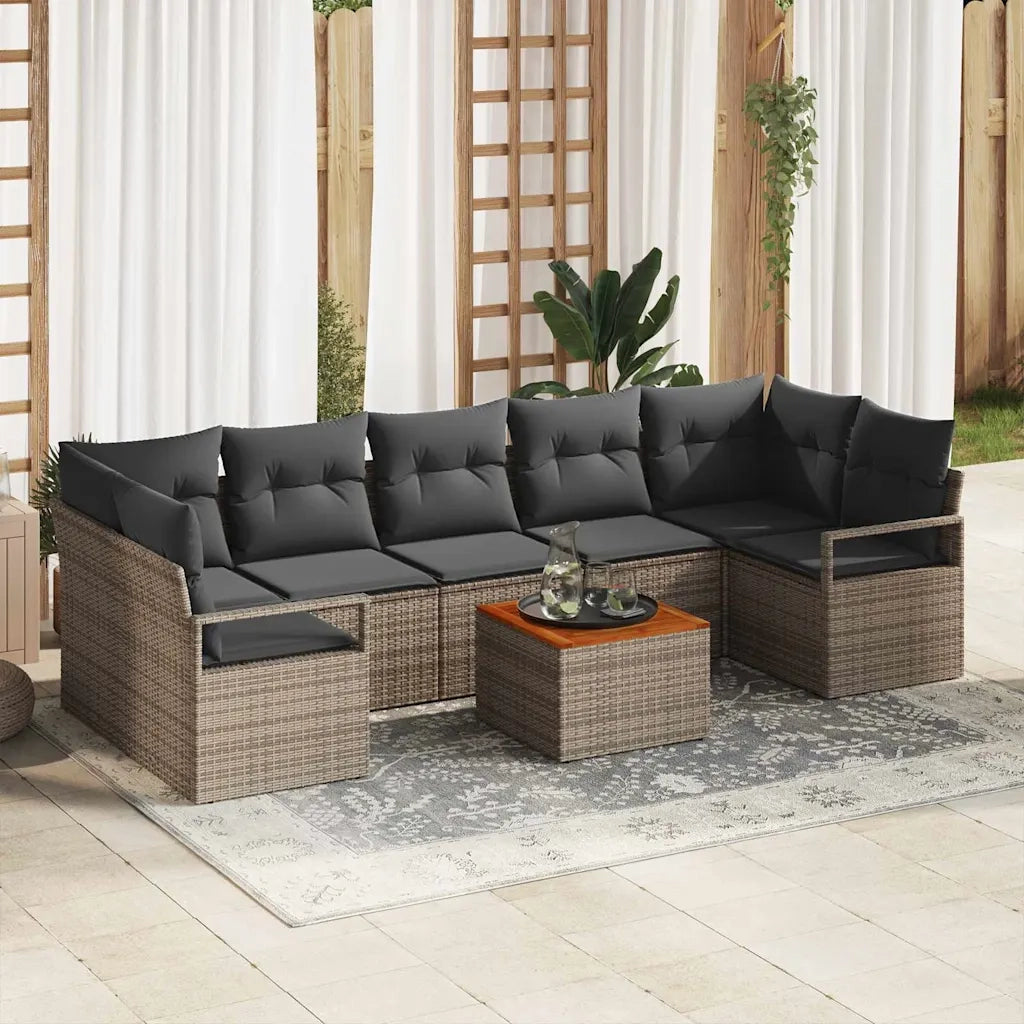 Set Divano da Giardino 8 pcs Grigio polyrattan 3356340