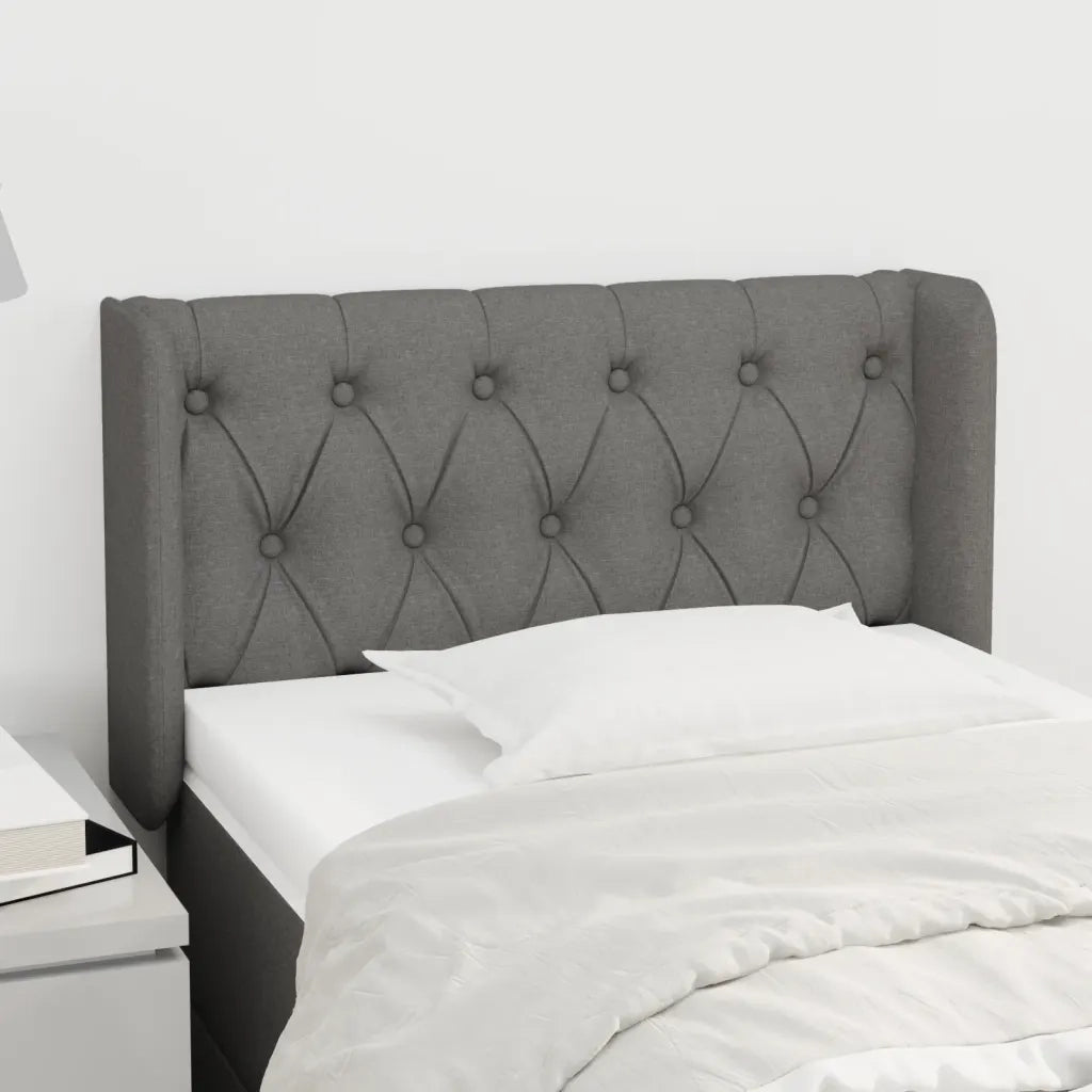 Testiera ad Orecchio-Testata con Orecchie Grigio Scuro 83x16x78/88 cm in Tessuto 494389
