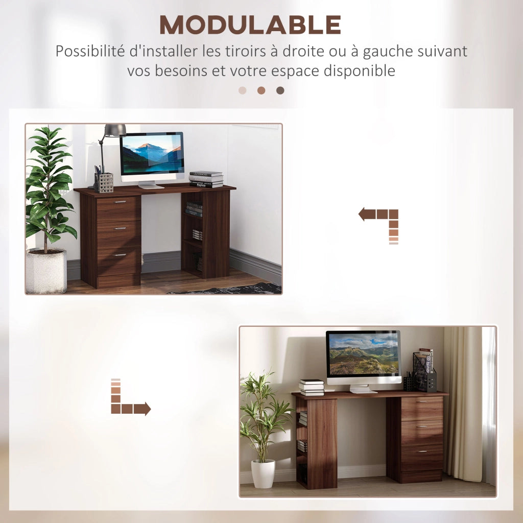 Scrivania con cassetti e ripiani ¨C Minimal ¨C 120x50 cm, noce
