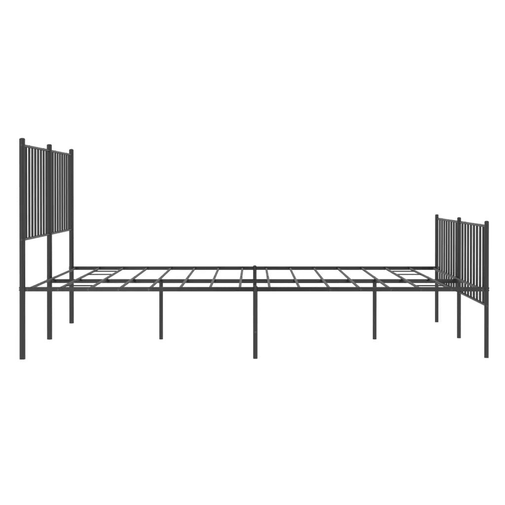 Letto matrimoniale | Letto per adulti | Giroletto con Testiera e Pediera Metallo Nero 140x190 cm