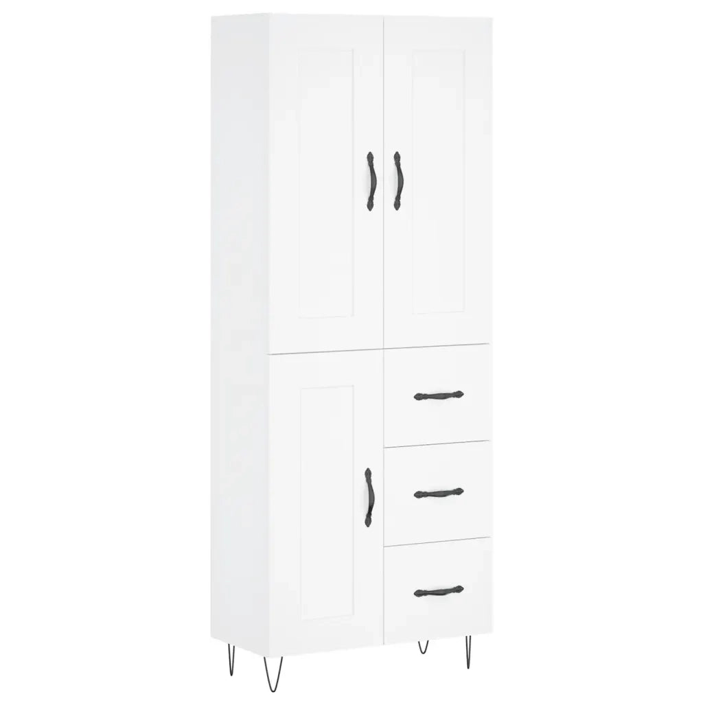 Credenza-Buffet-Armadio da cucina Bianca 69,5x34x180 cm in Legno Multistrato 759253