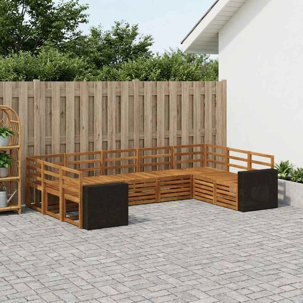 Set di divani da esterno 9 pz Naturale Legno di Acacia Massello 3384840