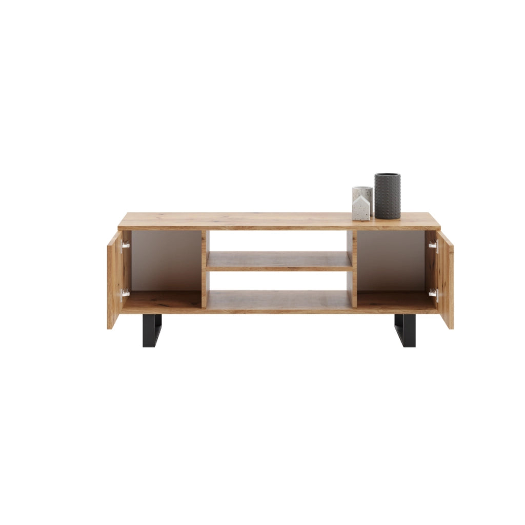 Mobile Porta TV Focus in Rovere Craft con Decoro a Spina di Pesce