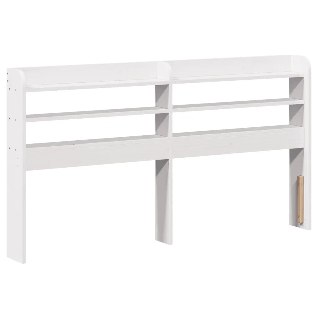 Testiera con Ripiani-Testata contenitore Bianca 140 cm in Legno Massello di Pino 451280